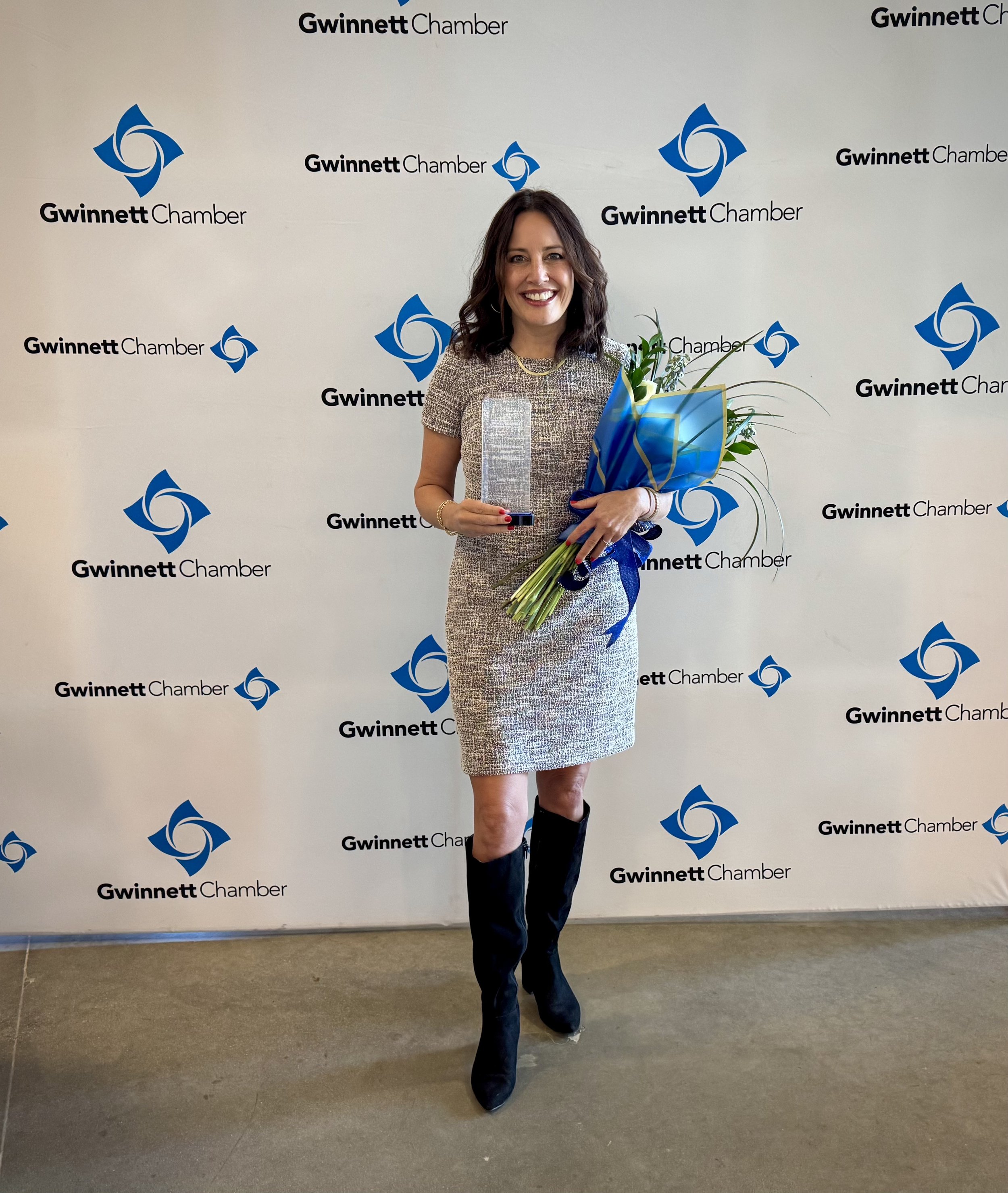 Linnea Miller accepting the 2024 Small Business of the Year award