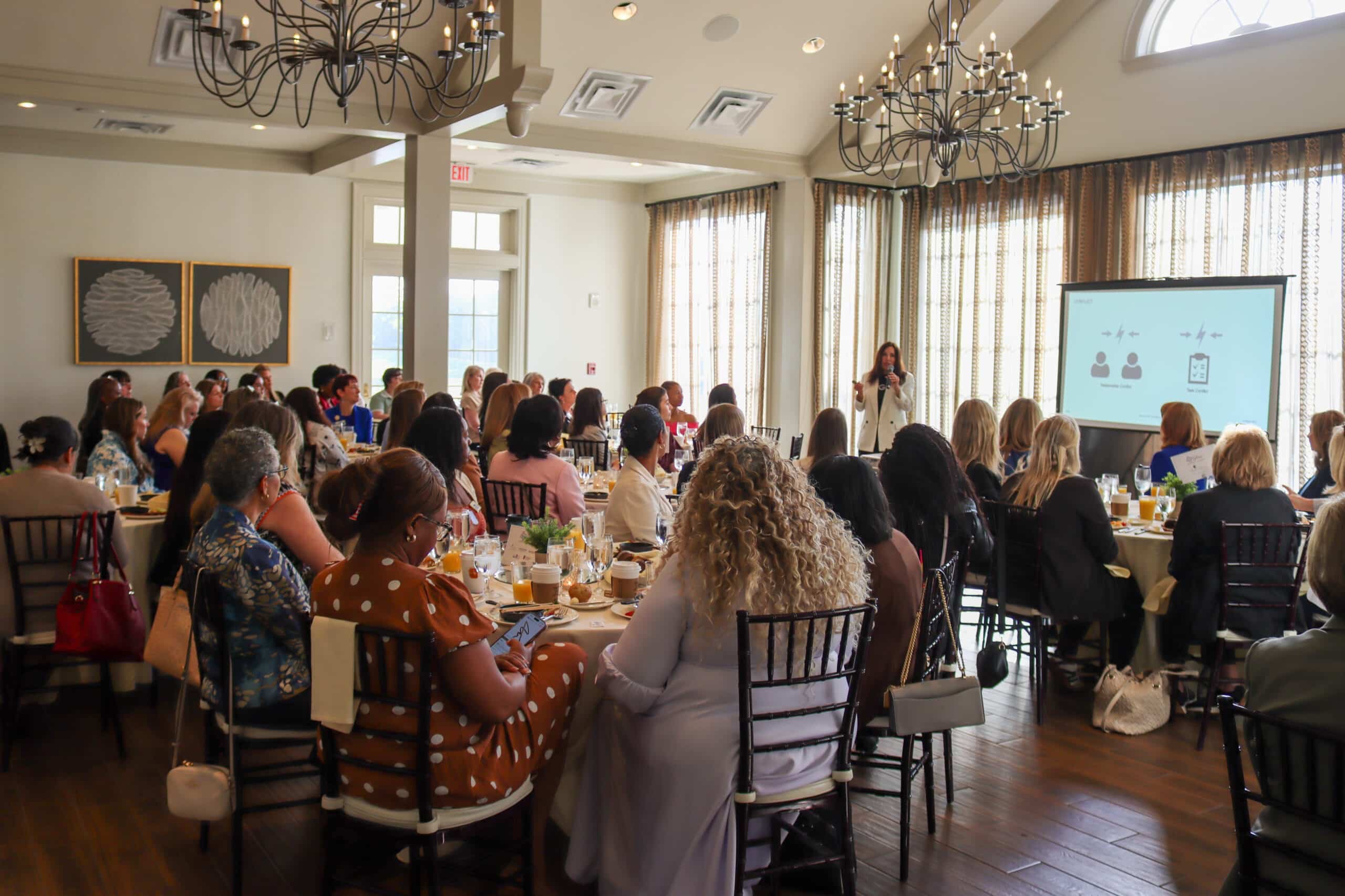 Linnea Miller speaking at the Gwinnett Chamber of Commerce HR Series